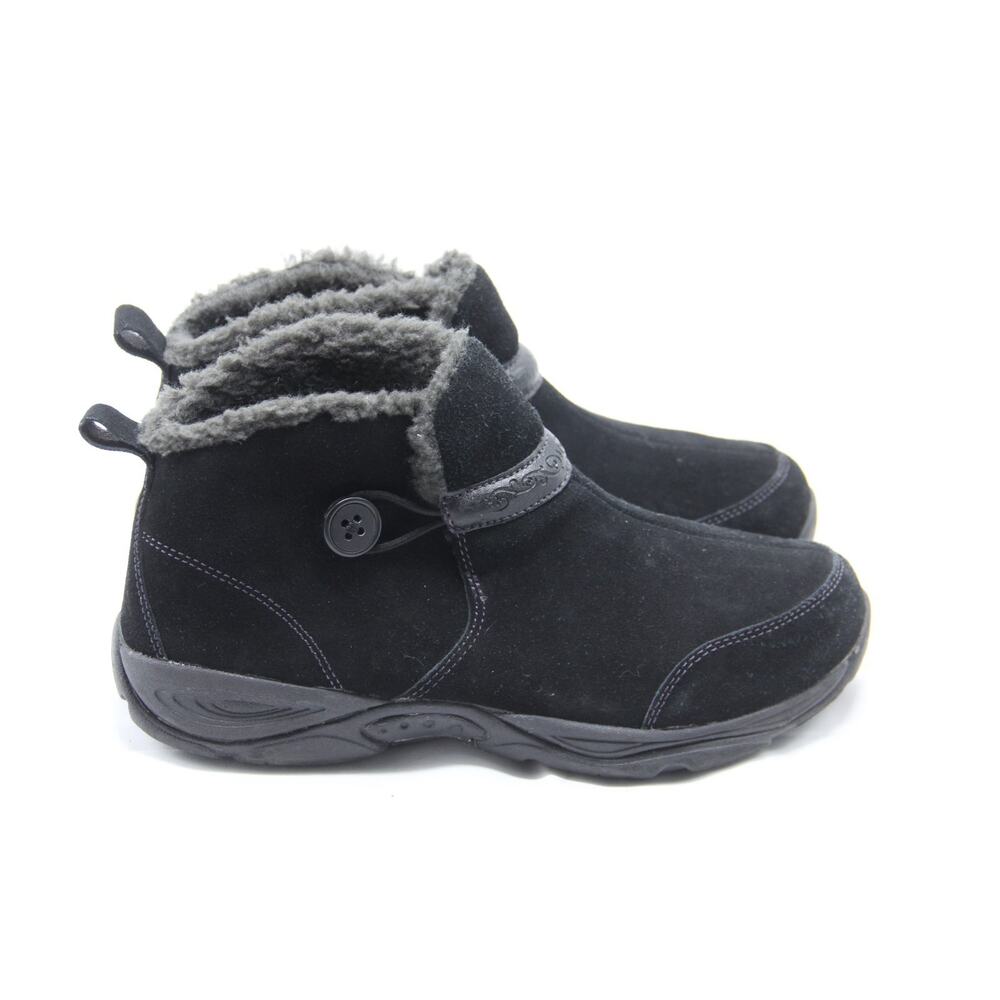 Easy Spirit Eseztrip Winter Boots Womens Size 9.5 Black Suede Side Button Ankle